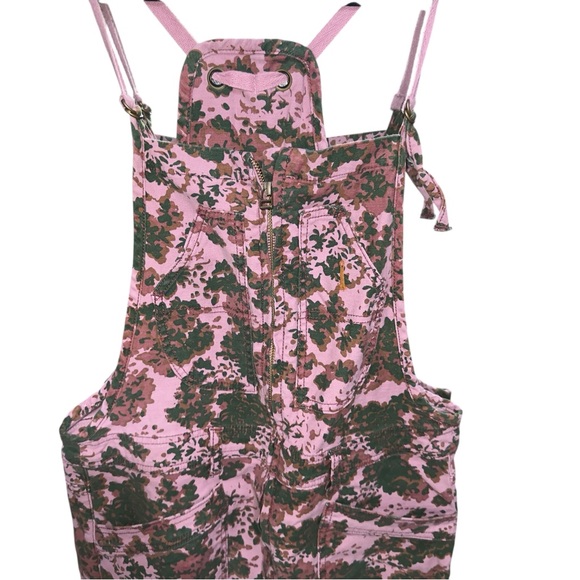 Pilcro The Painters Pink Camo Floral Utility Overalls Size 29 - Picture 4 of 11